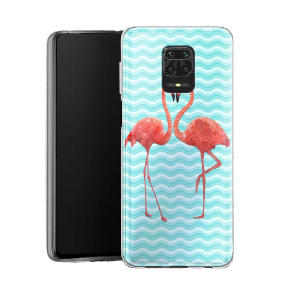 Coque pour Xiaomi Note 9 Flamingo love | Housse Silicone, Etui Antichoc / Flamant Rose
